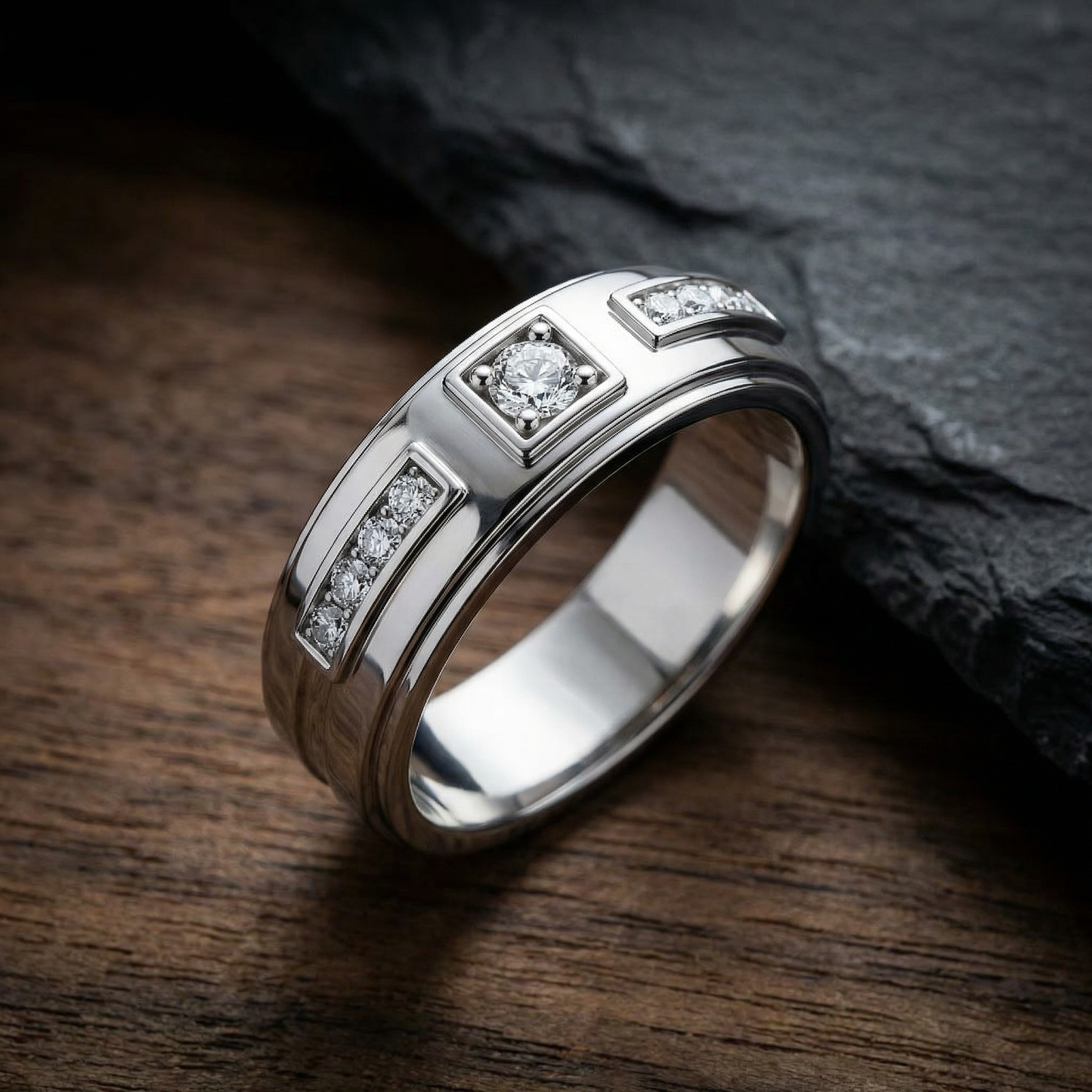 Men's 1/4Ct Matthew Diamond Wedding Ring Polished Gold 10k Lab Grown