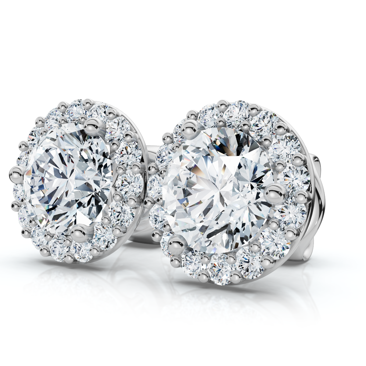 2 1/2Ct Diamond 14k Gold Lab Grown Halo Earrings