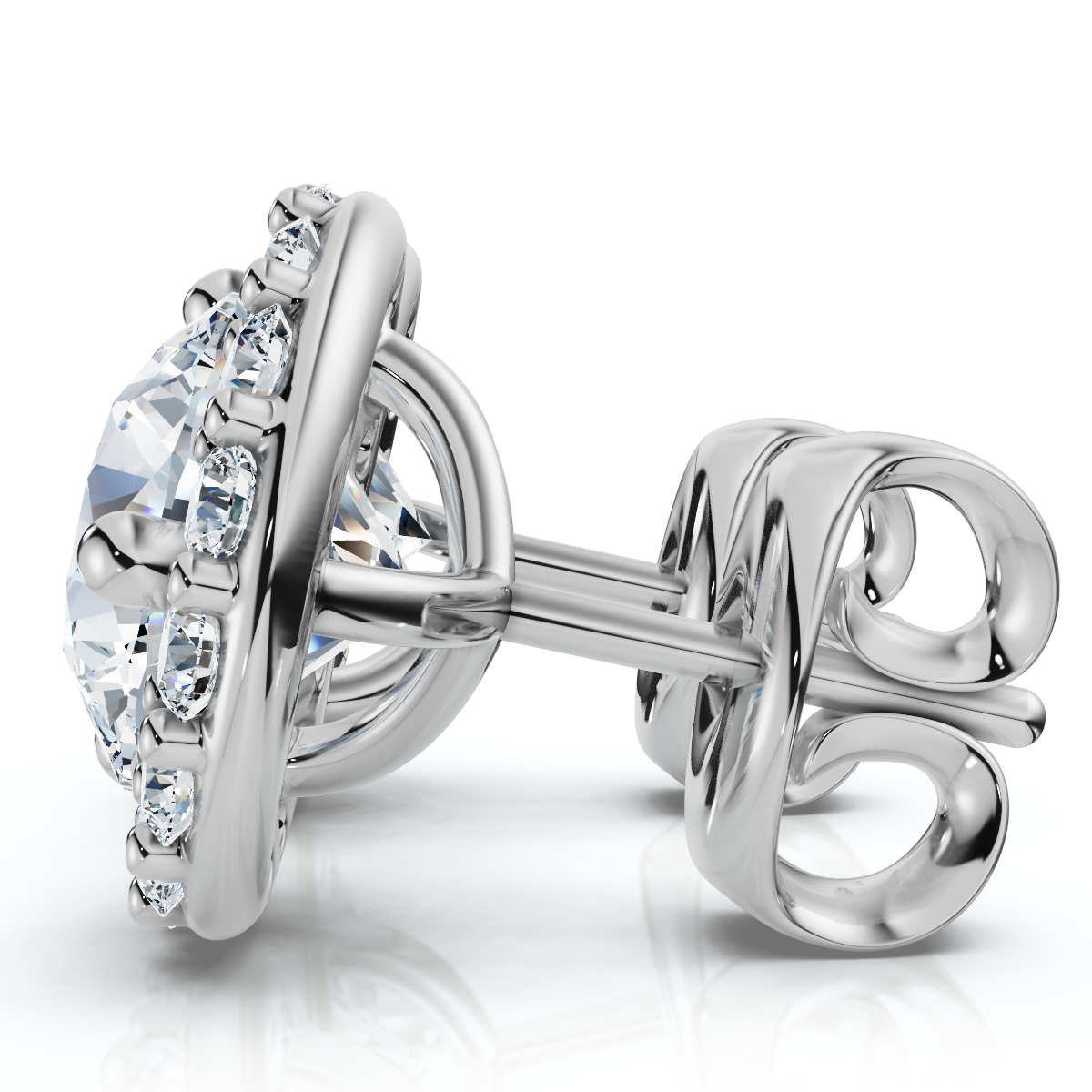 2 1/2Ct Diamond 14k Gold Lab Grown Halo Earrings