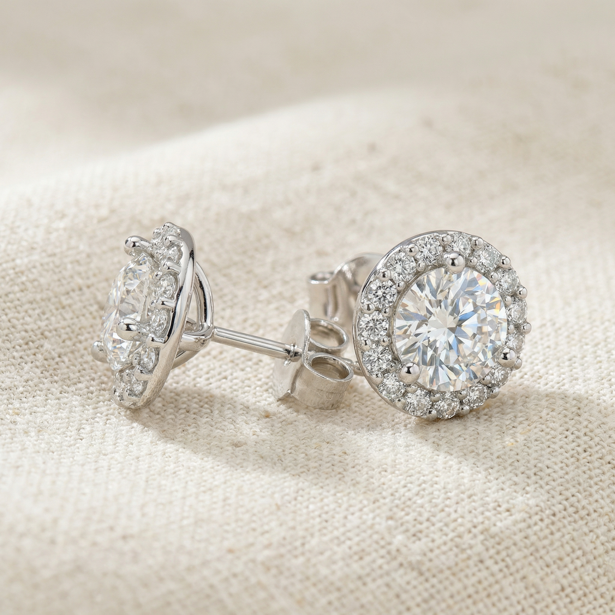 2 1/2Ct Diamond 14k Gold Lab Grown Halo Earrings