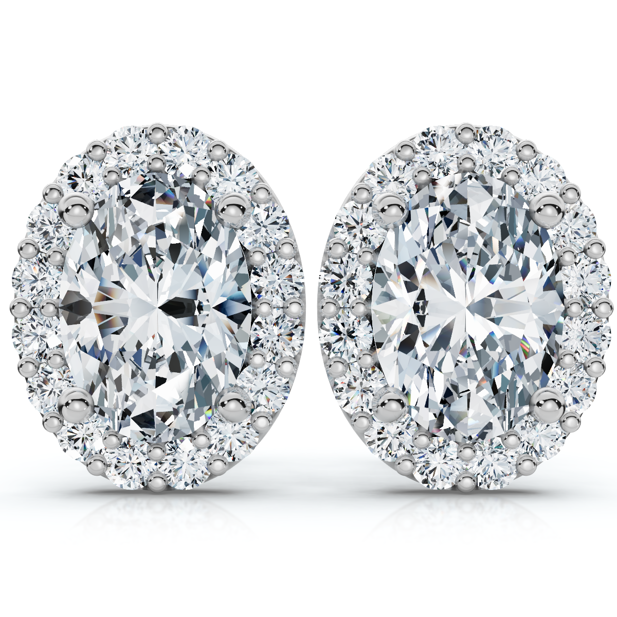 2 1/2Ct Oval Diamond 14k Gold Lab Grown Halo Earrings