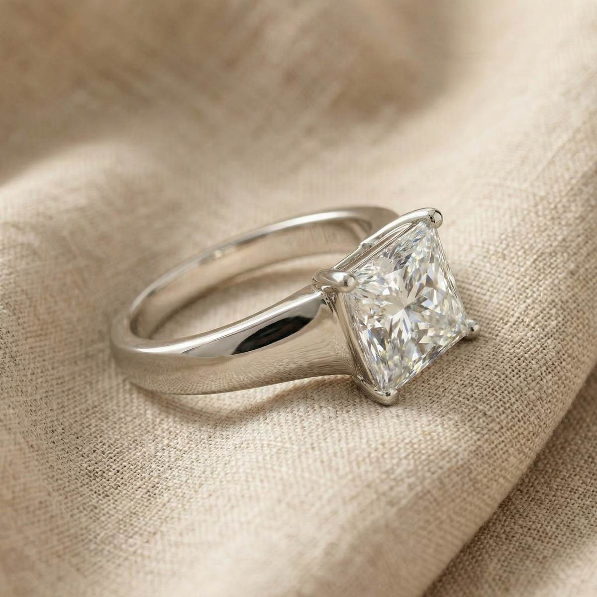 Certified 3Ct Celestia Princess Cut Diamond Engagement Ring 14k Gold Lab Grown