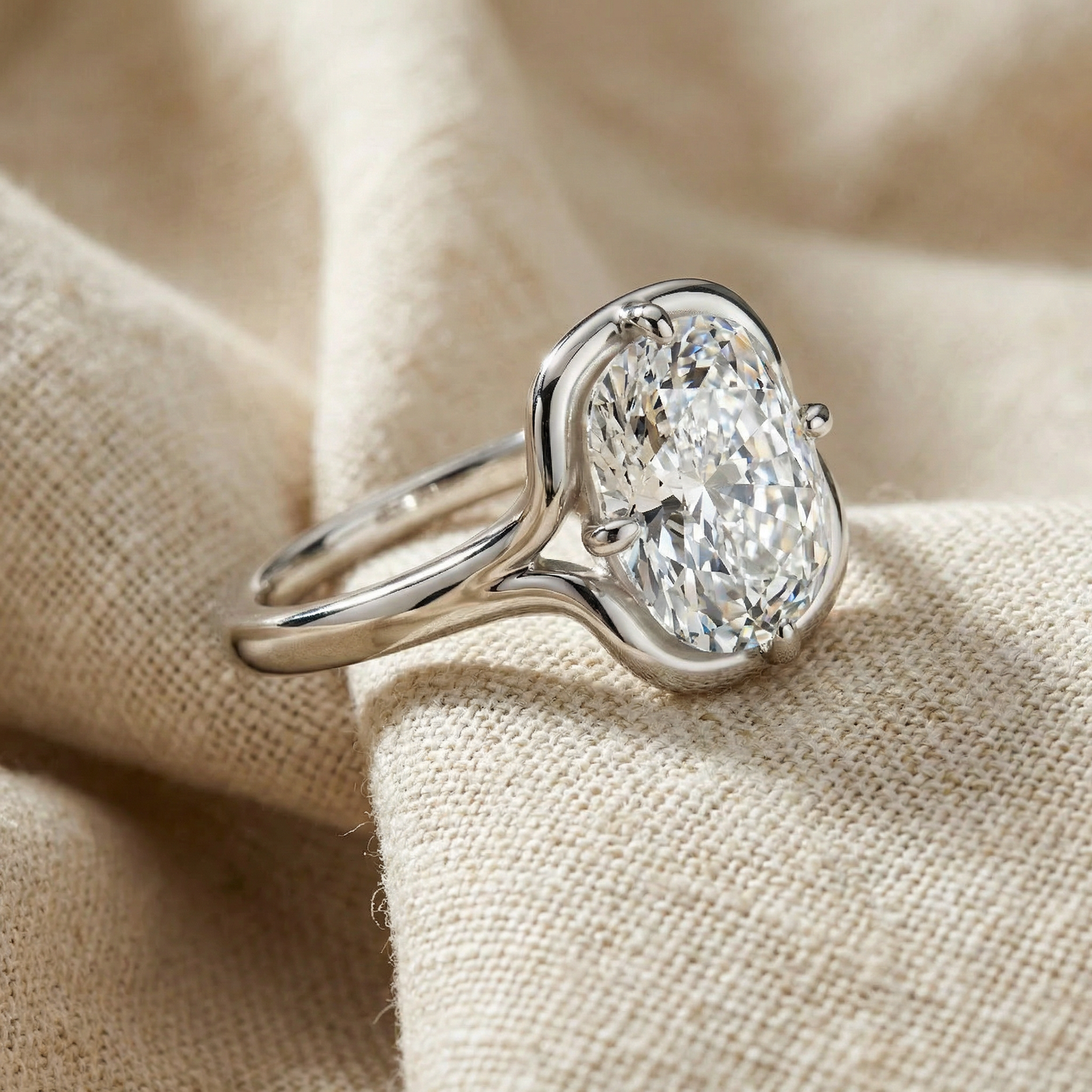 Certified 3Ct Sylva Elongated Cushion Diamond Engagement Ring 14k Gold Lab Grown