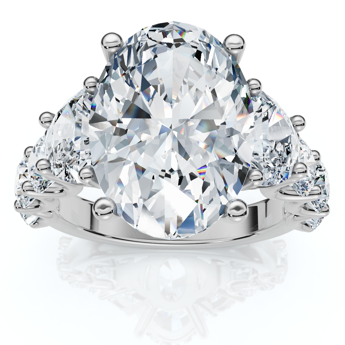 Certified 7 1/2Ct Laura Diamond Engagement Ring (5Ct Center) 14k Gold Lab Grown