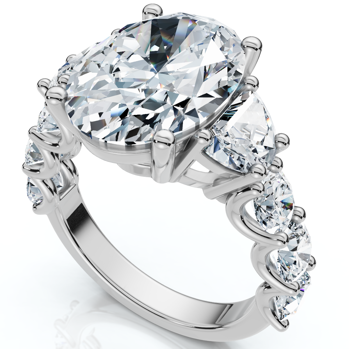 Certified 7 1/2Ct Laura Diamond Engagement Ring (5Ct Center) 14k Gold Lab Grown