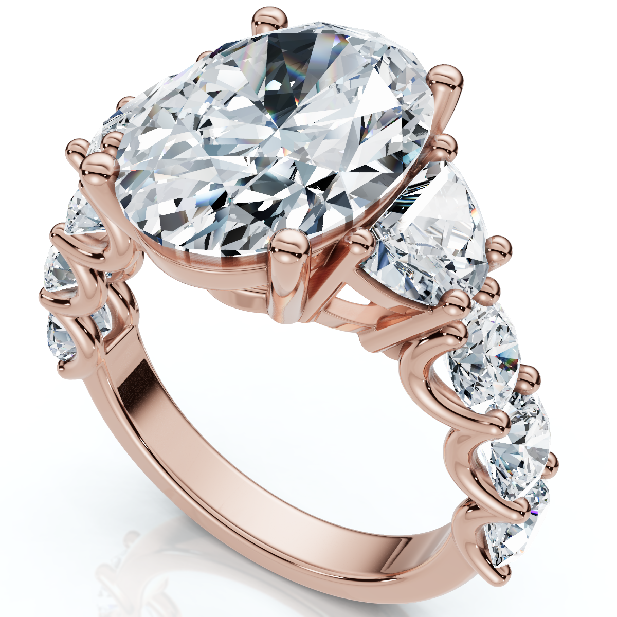 Certified 7 1/2Ct Laura Diamond Engagement Ring (5Ct Center) 14k Gold Lab Grown