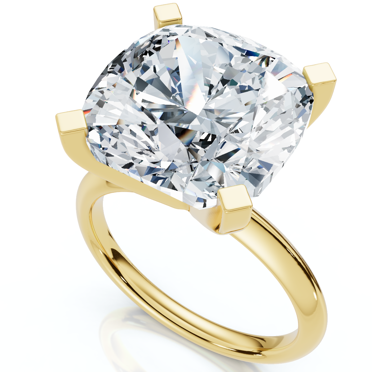 Certified 7Ct Cushion Diamond Engagement Ring 14k Gold Lab Grown
