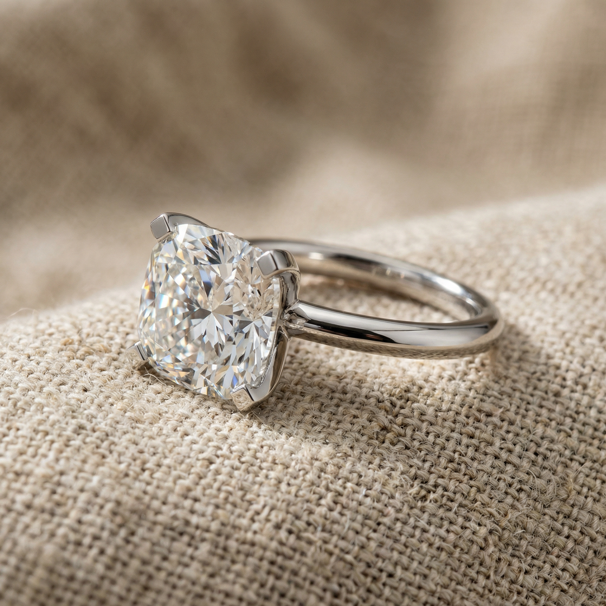 Certified 7Ct Cushion Diamond Engagement Ring 14k Gold Lab Grown