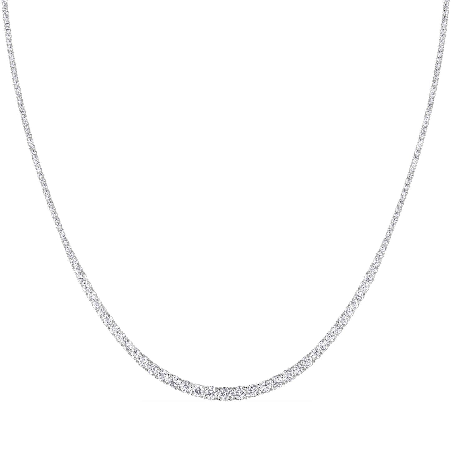 10Ct Graduated Diamond Tennis Necklace Lab Grown 14k Gold 18"