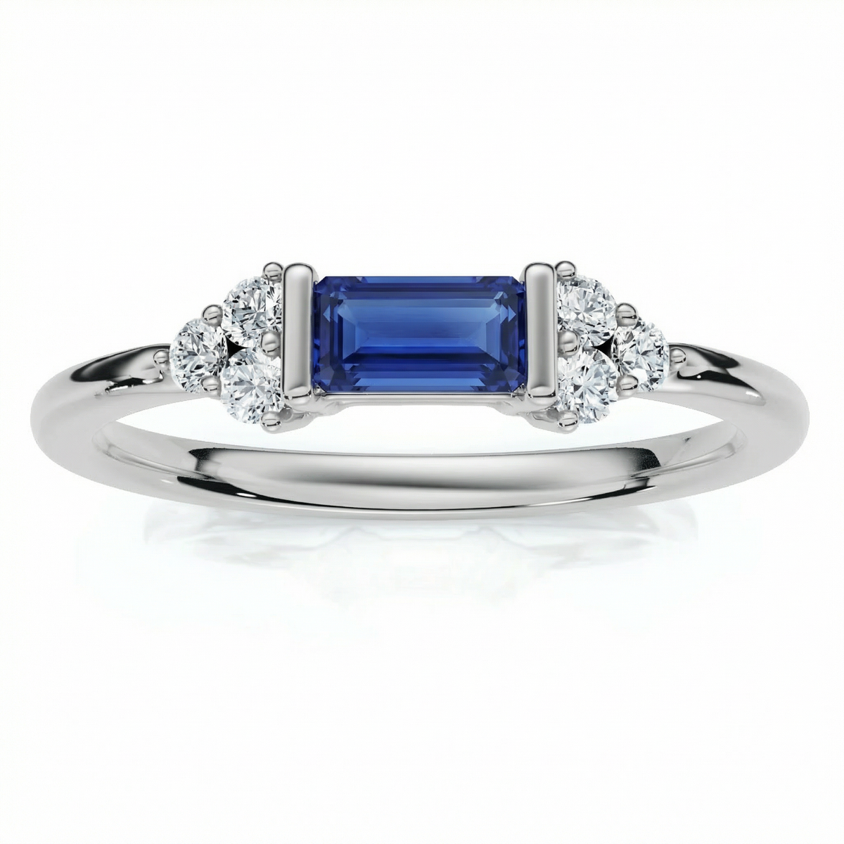 1/3Ct Thin Sapphire Diamond Stackable Wedding Ring 14k Gold Lab Grown