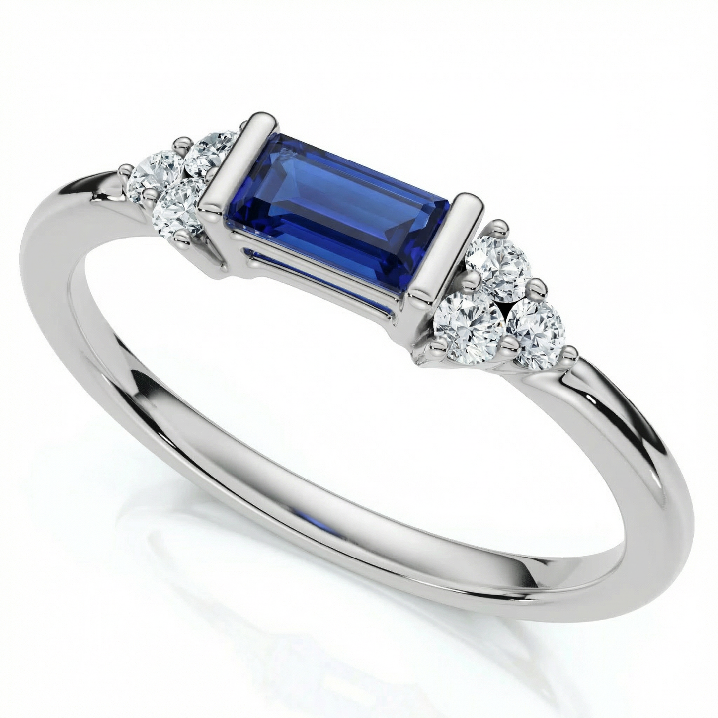 1/3Ct Thin Sapphire Diamond Stackable Wedding Ring 14k Gold Lab Grown