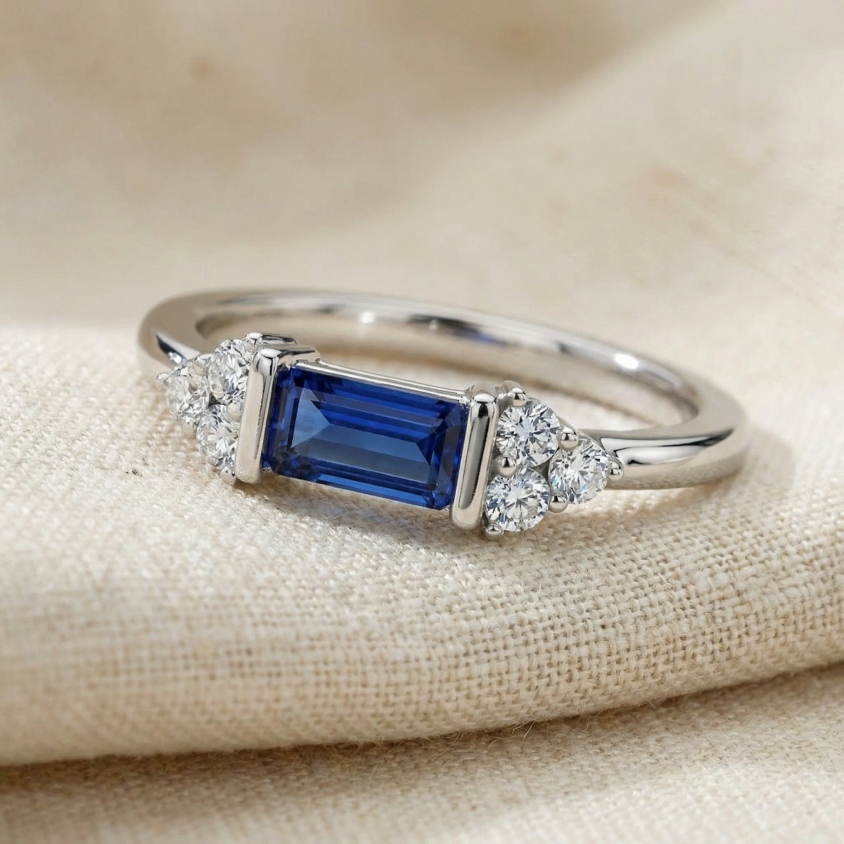 1/3Ct Thin Sapphire Diamond Stackable Wedding Ring 14k Gold Lab Grown