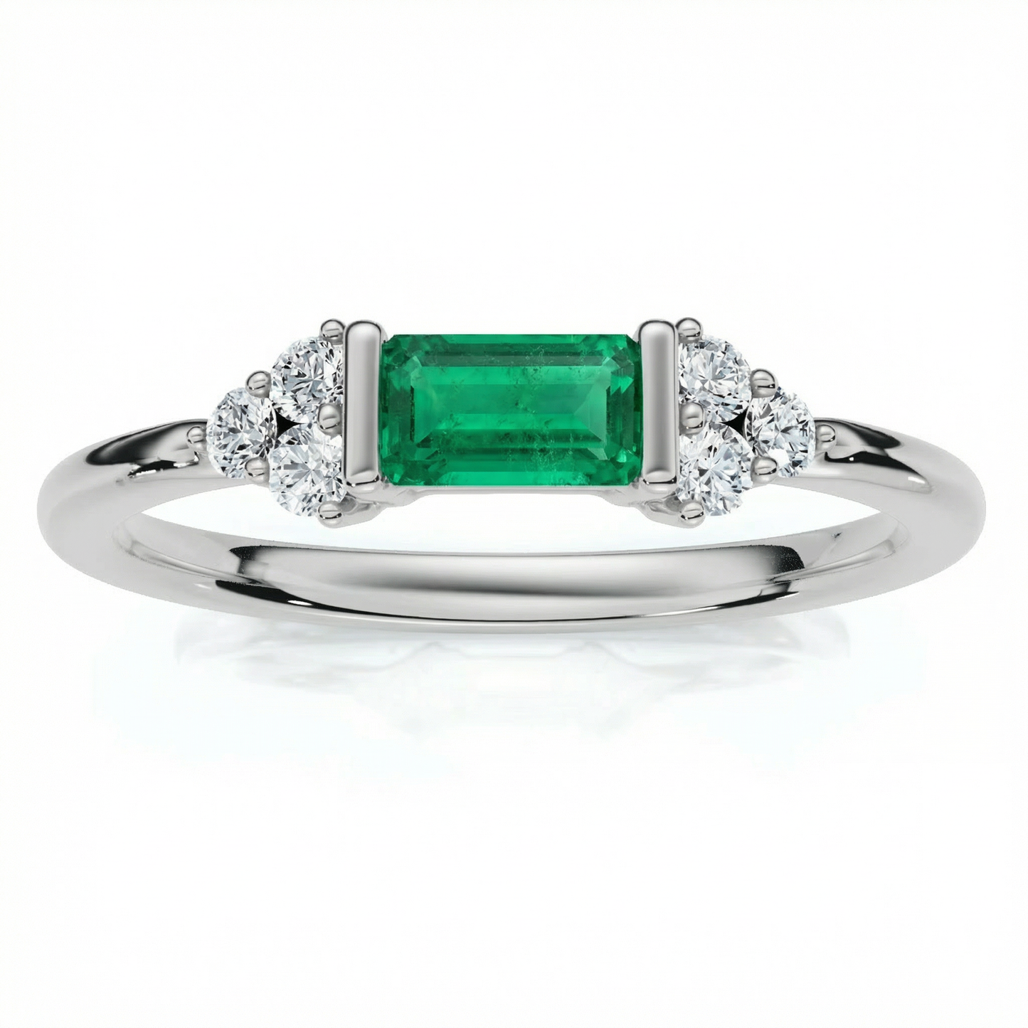 1/3Ct Thin Emerald Diamond Stackable Wedding Ring 14k Gold Lab Grown