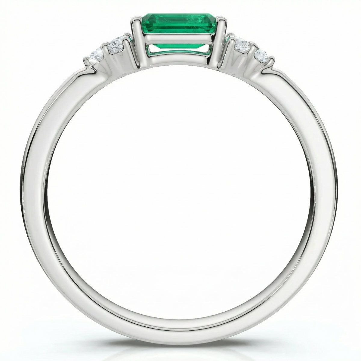 1/3Ct Thin Emerald Diamond Stackable Wedding Ring 14k Gold Lab Grown