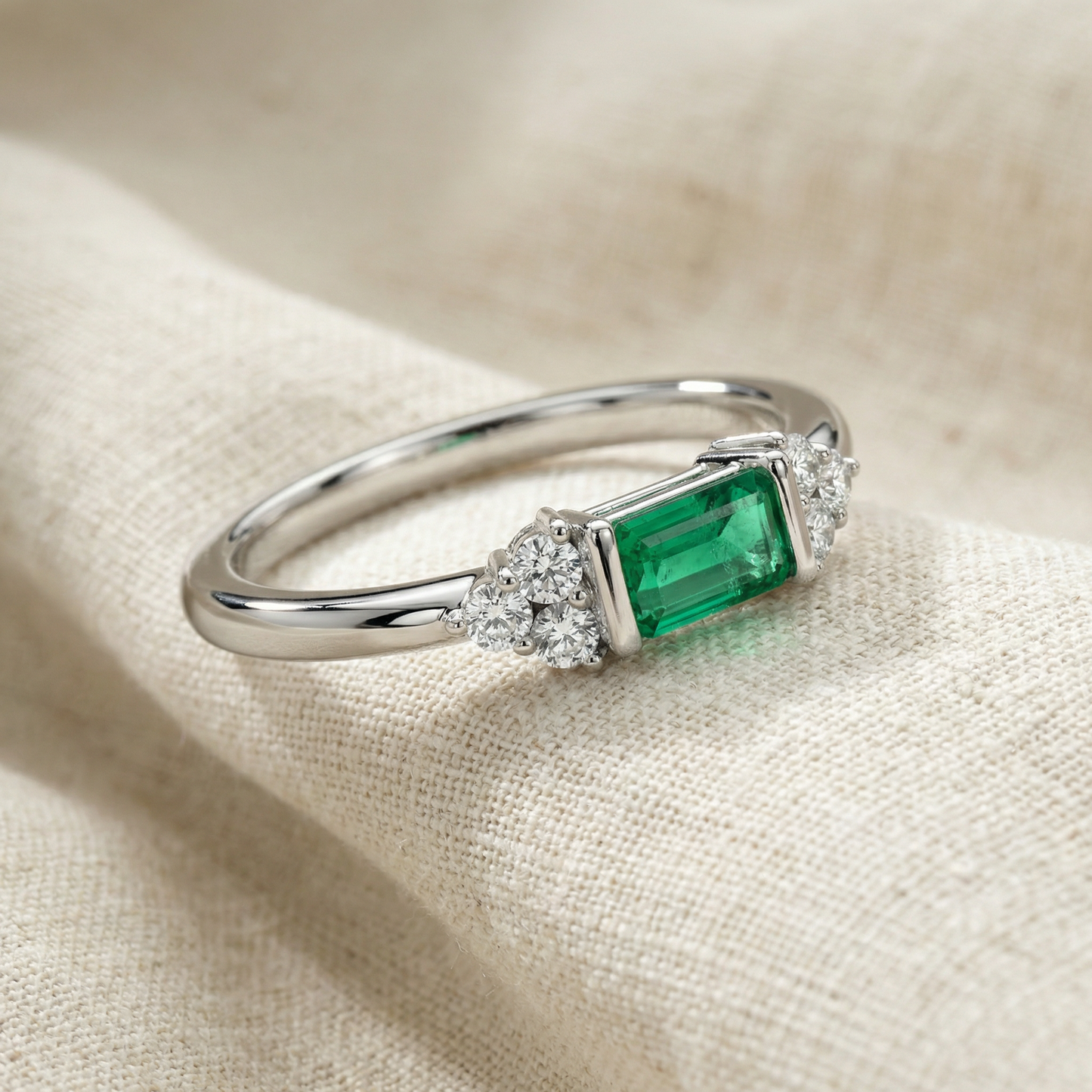 1/3Ct Thin Emerald Diamond Stackable Wedding Ring 14k Gold Lab Grown