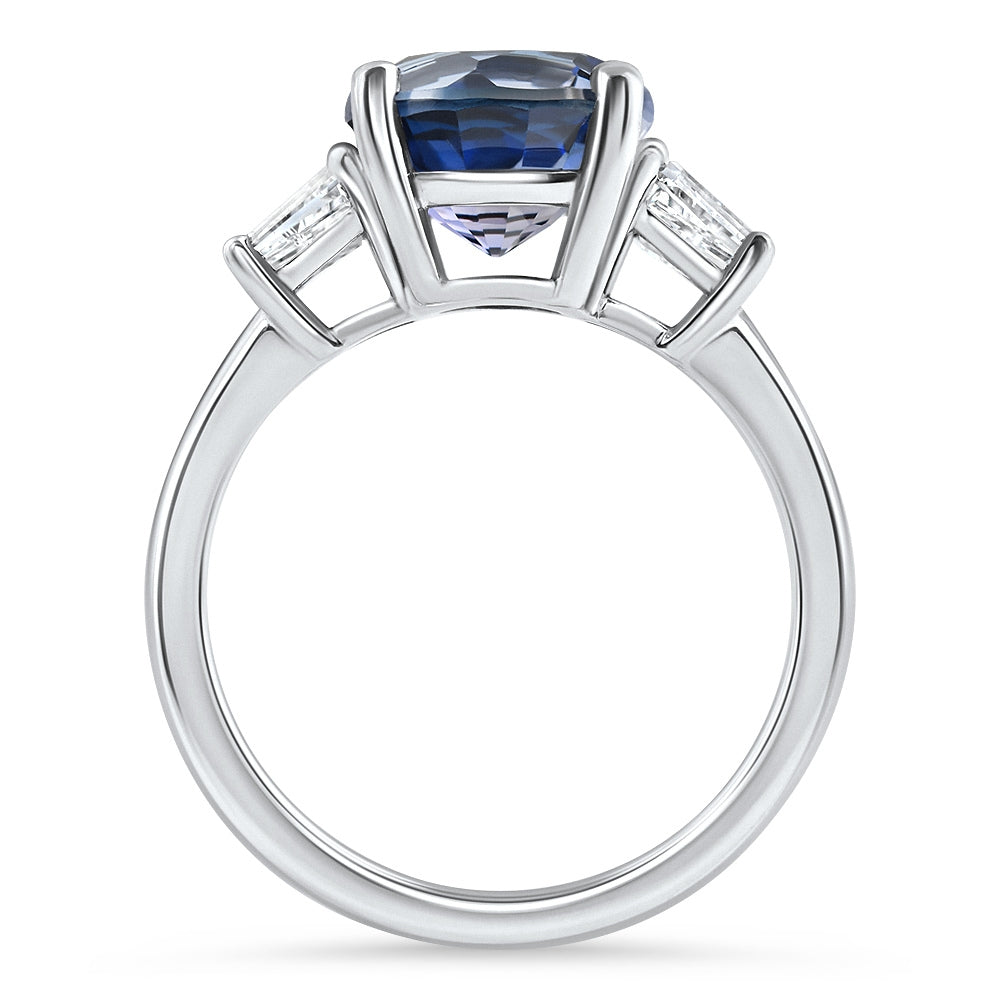 4 3/4Ct Blue Sapphire & Diamond Engagement Anniversary Ring Gold Lab Grown