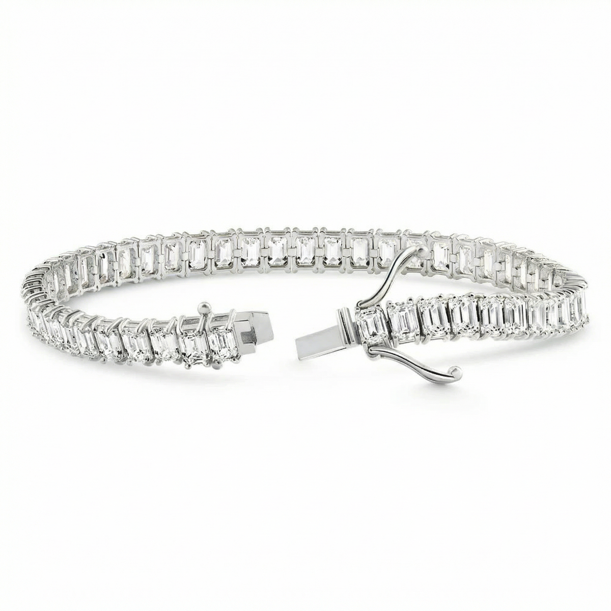 20Ct Emerald Cut Diamond Tennis Bracelet 14k Gold 7" Lab Grown