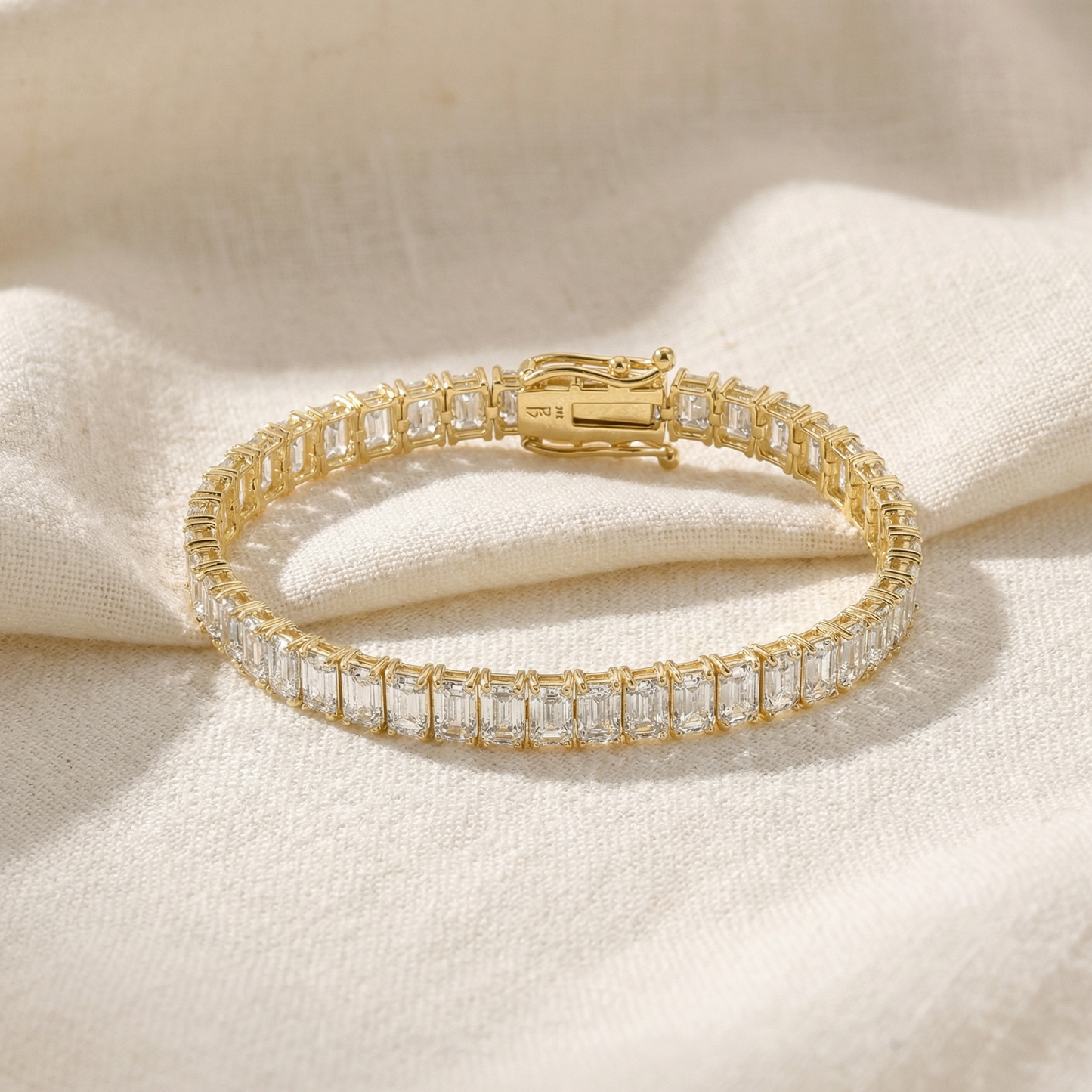 20Ct Emerald Cut Diamond Tennis Bracelet 14k Gold 7" Lab Grown