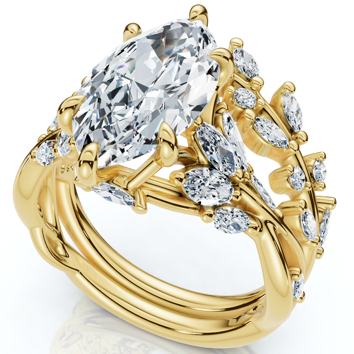 Certified 4ct Vinea Marquise Diamond Engagement Ring Set 14k Gold Lab Grown