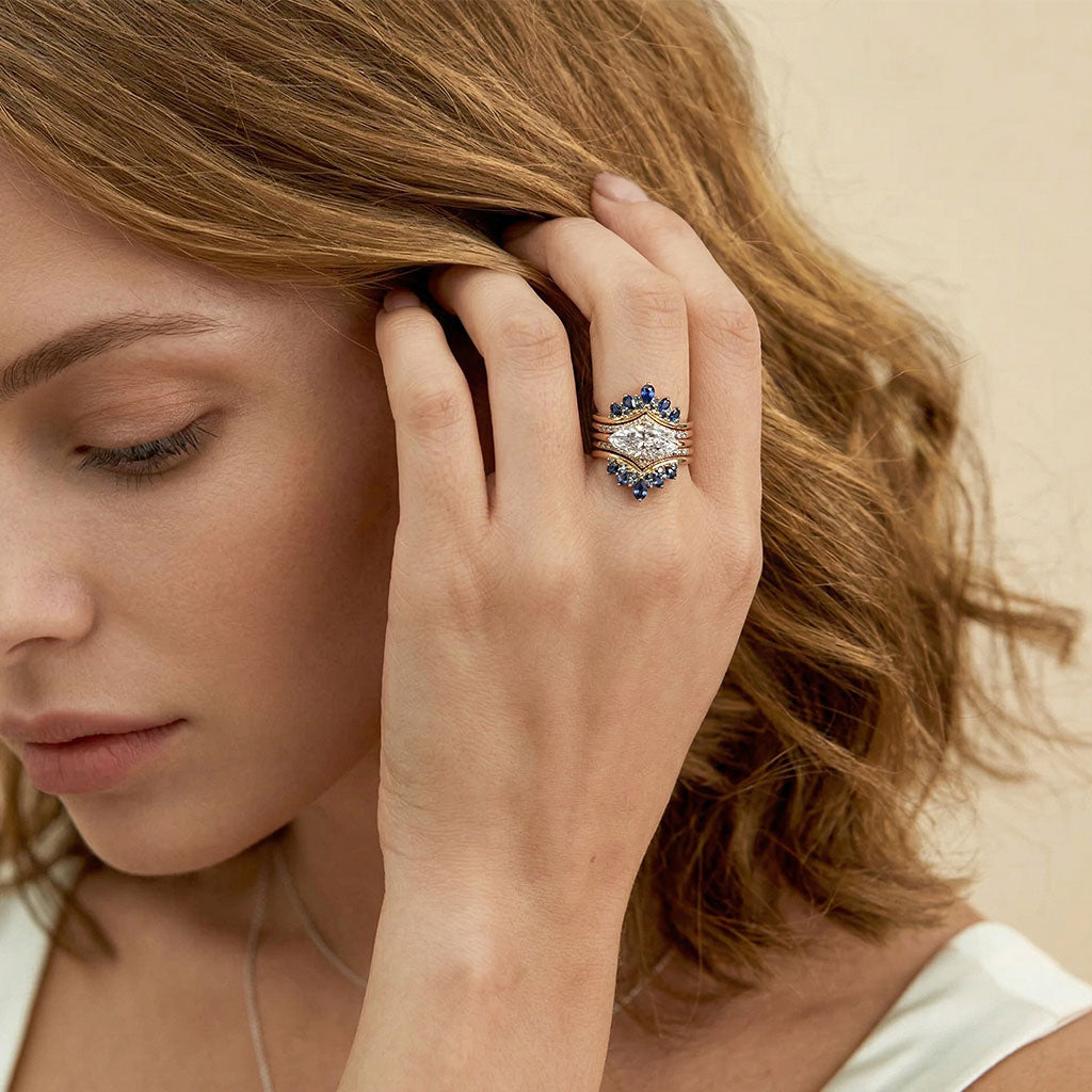 Gnoce  Marquise-Cut Engagement Ring Set