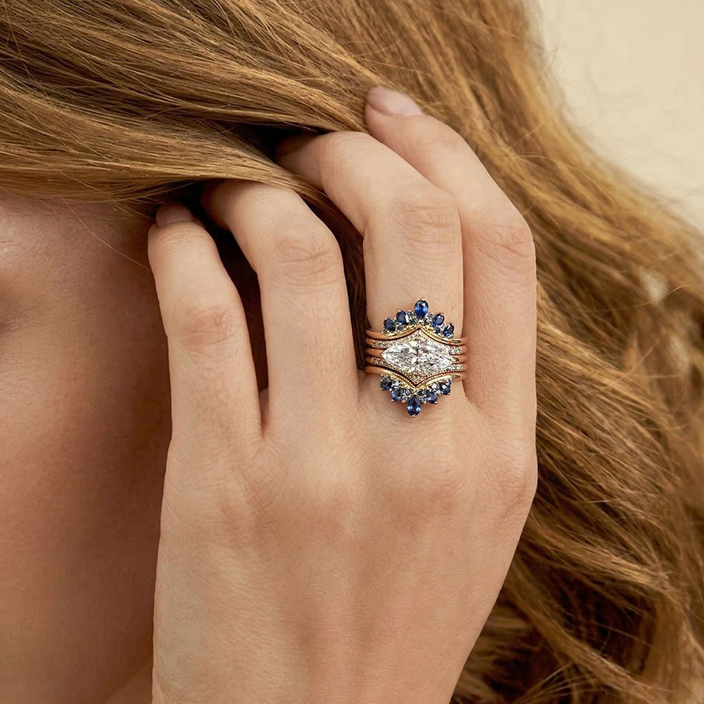 Gnoce  Marquise-Cut Engagement Ring Set