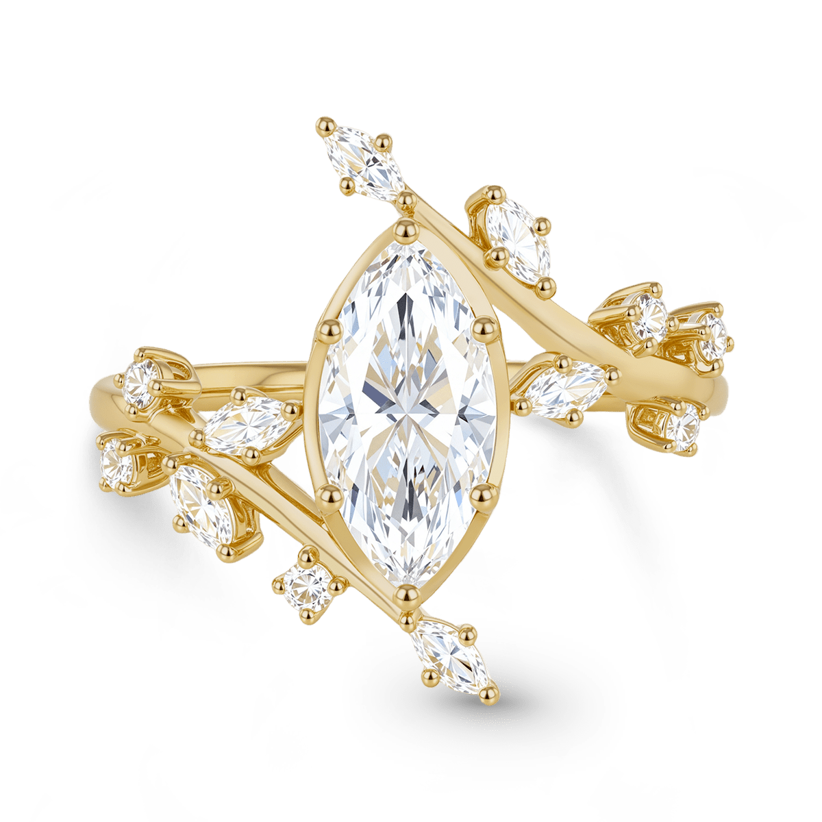 Gnoce  Nature-Inspired Vine Marquise-Cut Engagement Ring