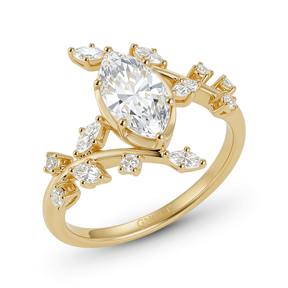 Gnoce  Nature-Inspired Vine Marquise-Cut Engagement Ring