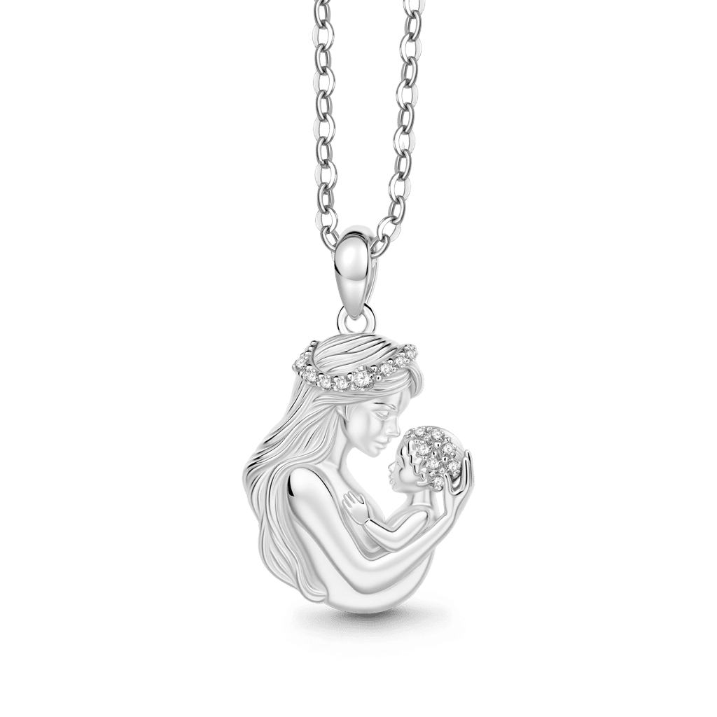 Gnoce  Mother Embraces Baby Pendant Necklace