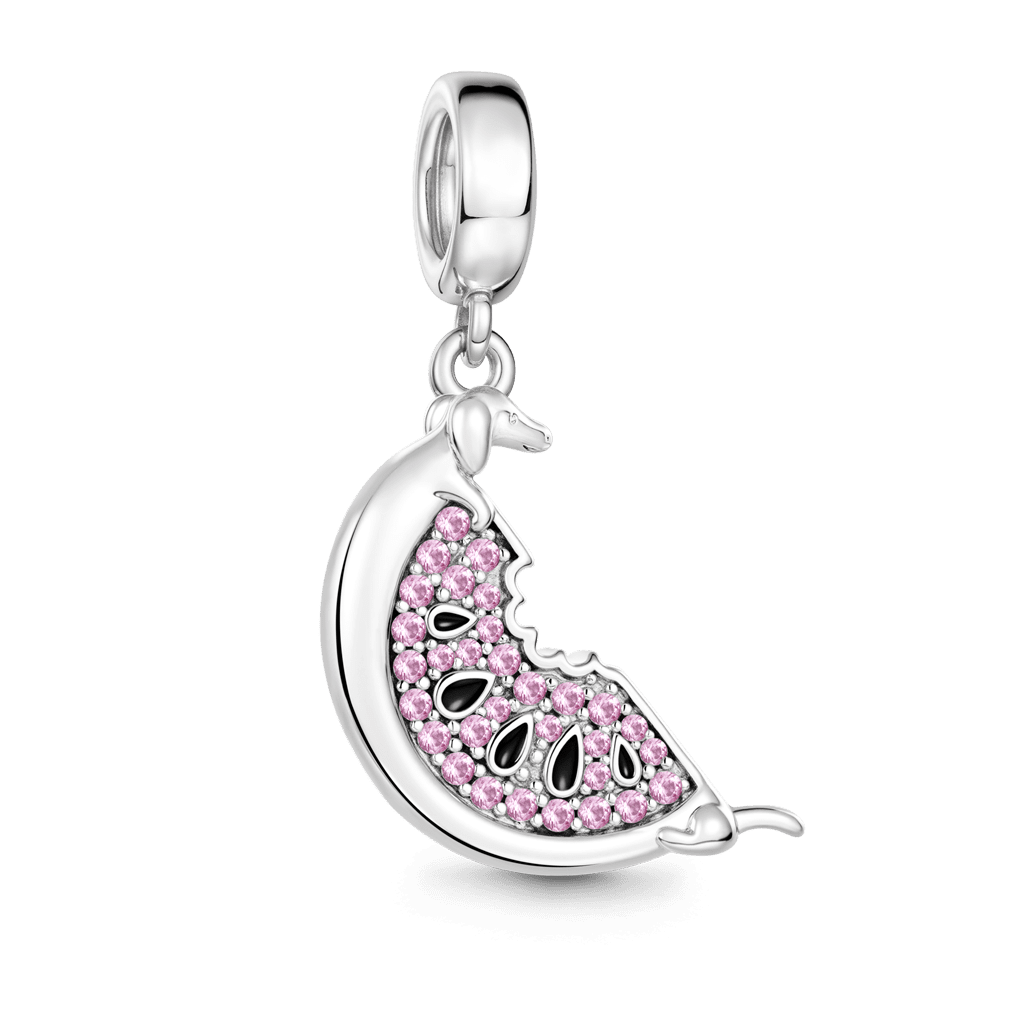 Gnoce Watermelon Slices Charm Platinum-plated Silver Blend