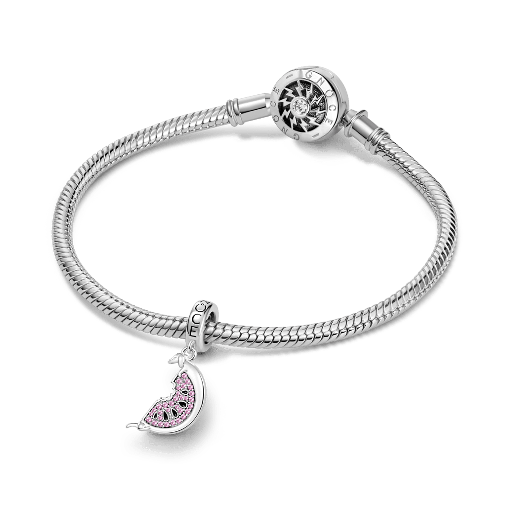 Gnoce Watermelon Slices Charm Platinum-plated Silver Blend