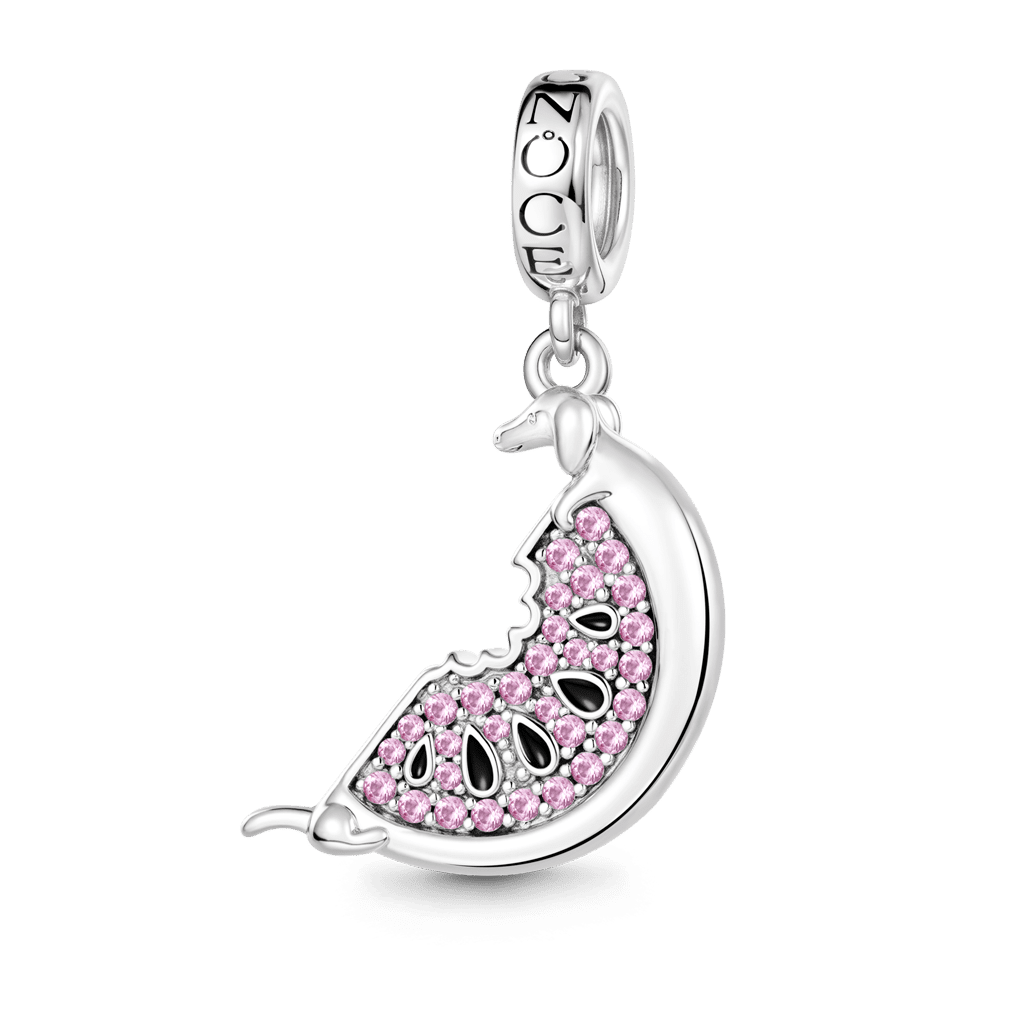 Gnoce Watermelon Slices Charm Platinum-plated Silver Blend