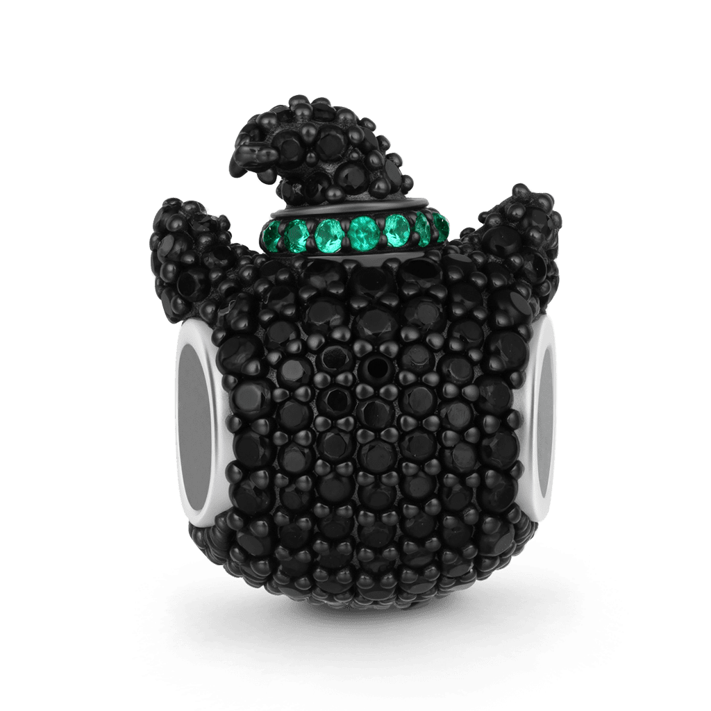 Gnoce  Black Cat Charm Platinum-plated Silver Blend