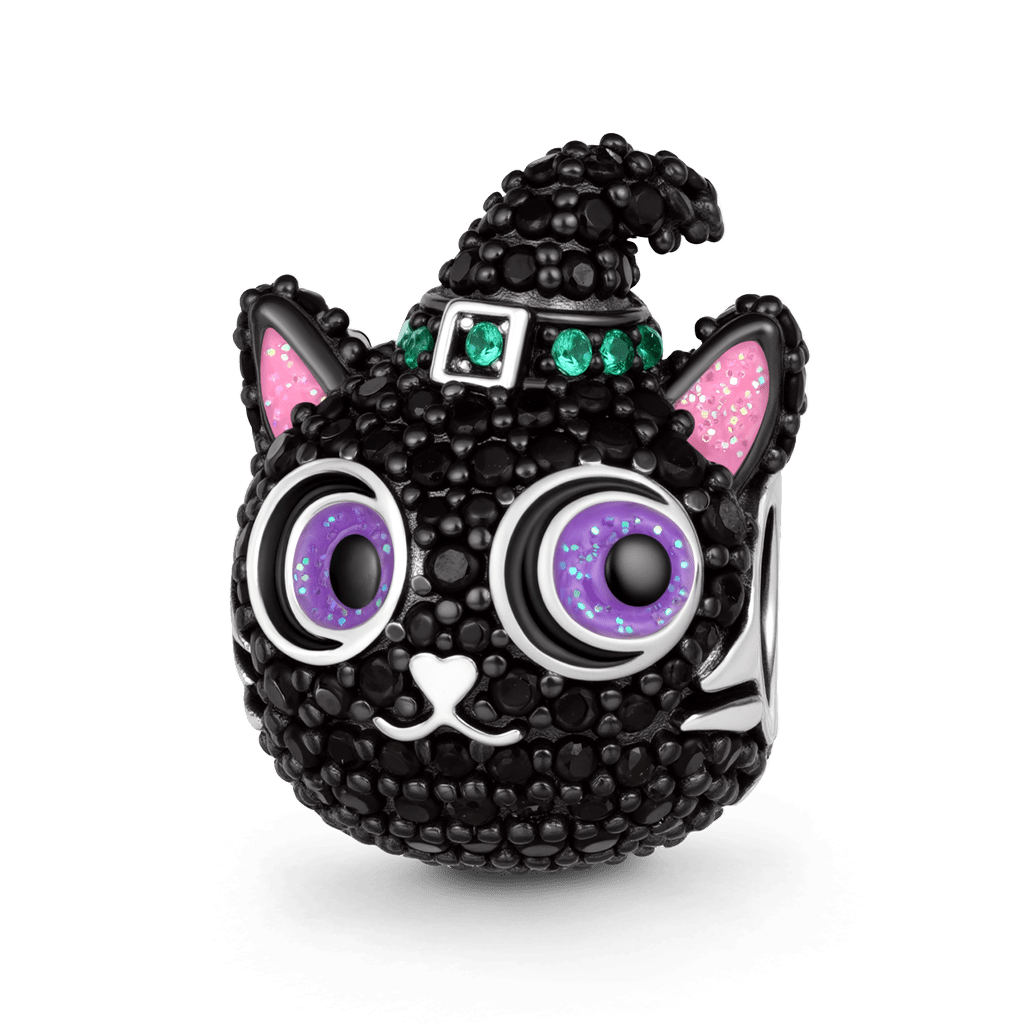 Gnoce  Black Cat Charm Platinum-plated Silver Blend