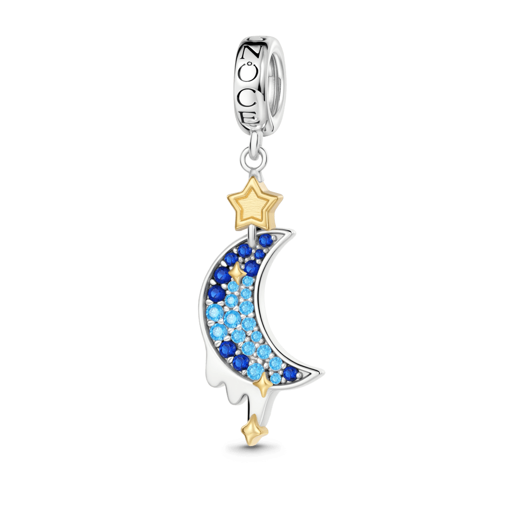 Gnoce  Moon & Star Charm Platinum-plated Silver Blend