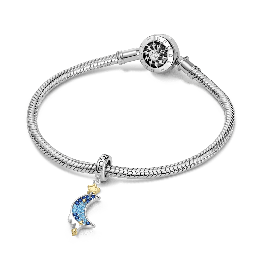 Gnoce  Moon & Star Charm Platinum-plated Silver Blend