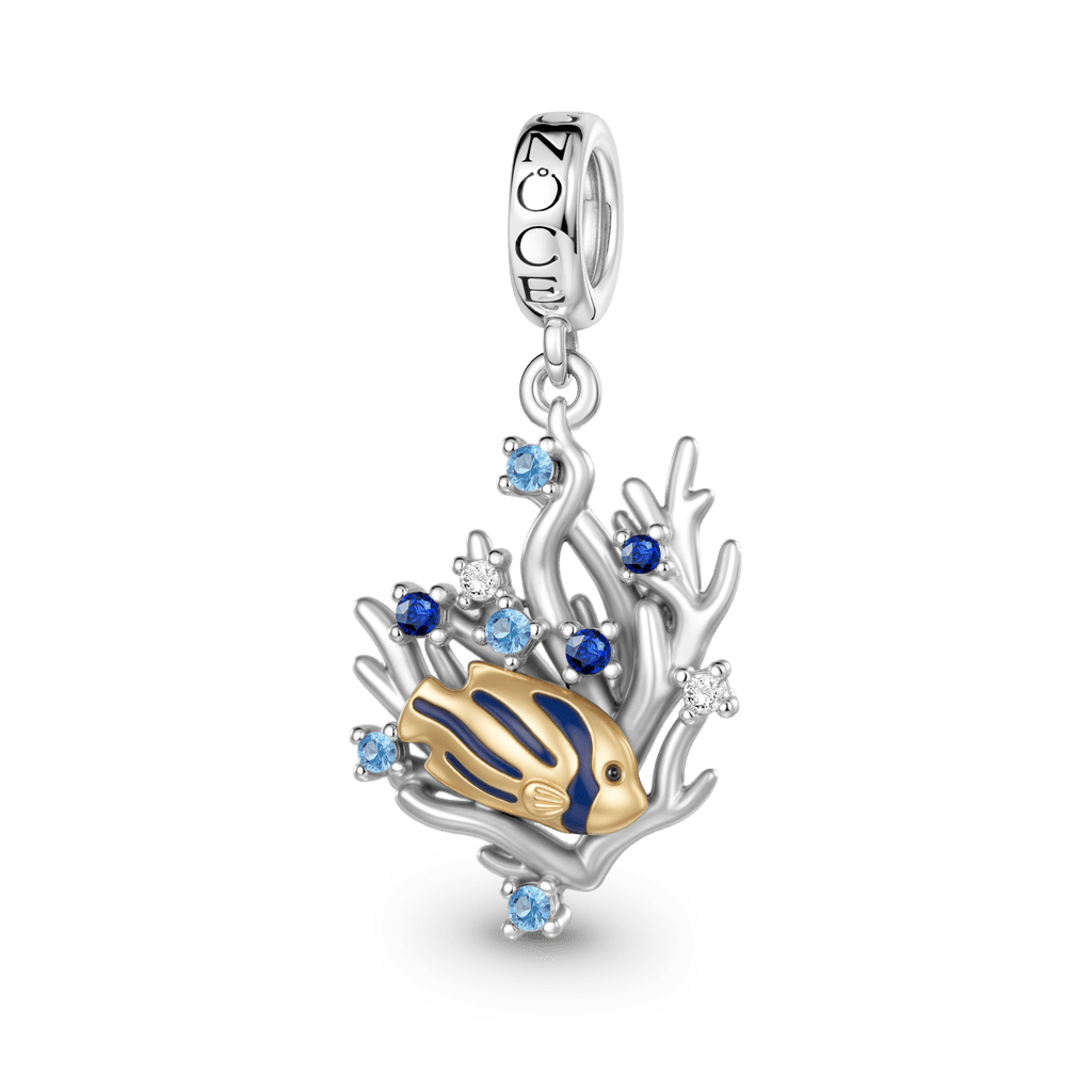 Gnoce  Coral Reef Fish Charm Platinum-plated Silver Blend