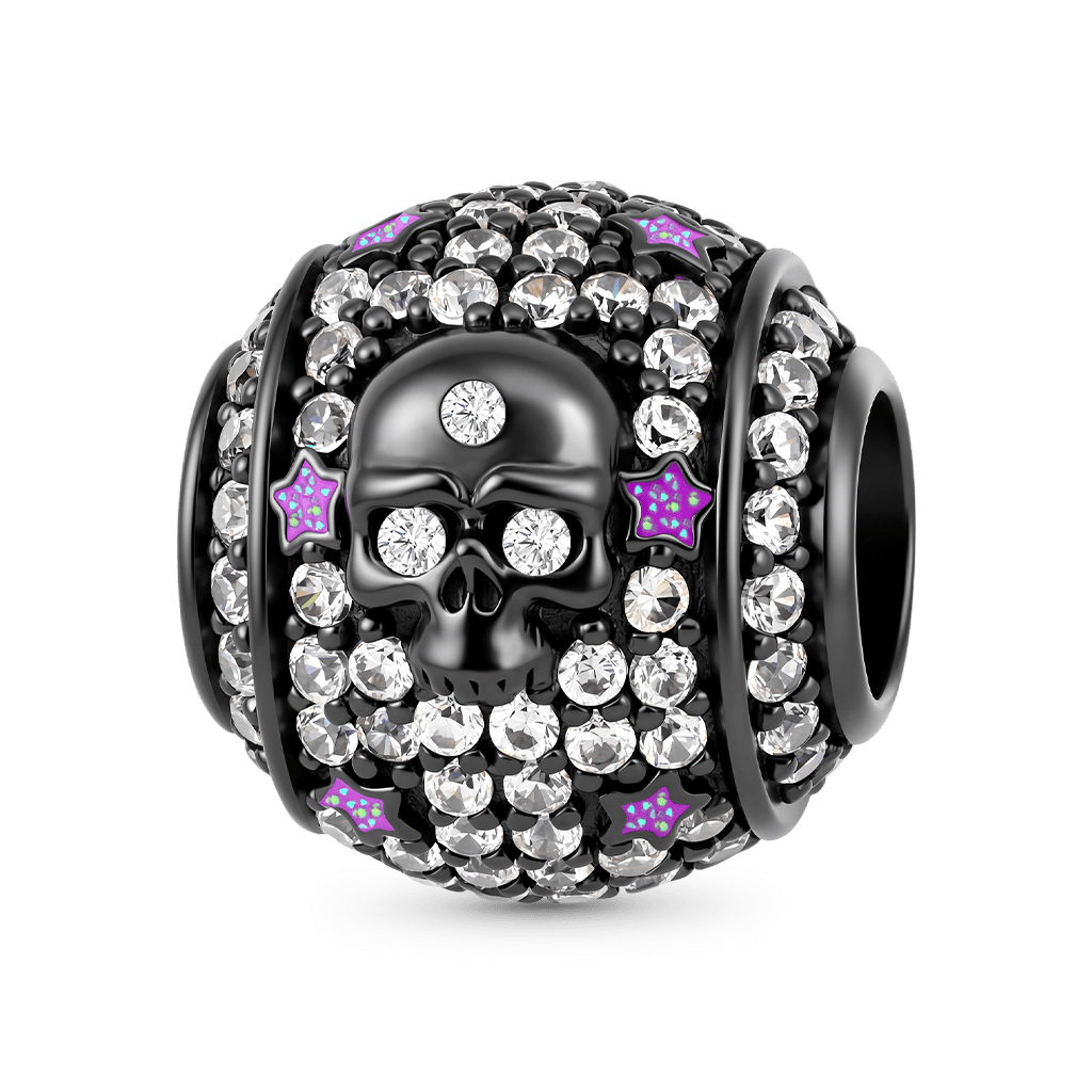 Gnoce  Star Skull Charm Platinum-plated Silver Blend