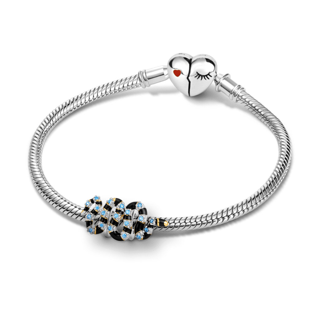 Gnoce  Sea Snake Charm Platinum-plated Silver Blend