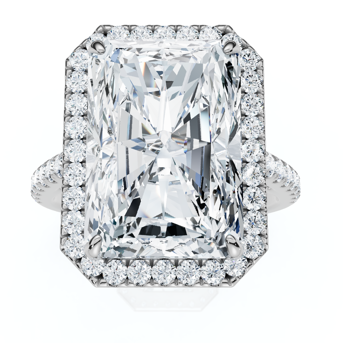 Certified 6 1/2Ct Radiant Cut Diamond Halo Engagement Ring 14k Gold or Platinum