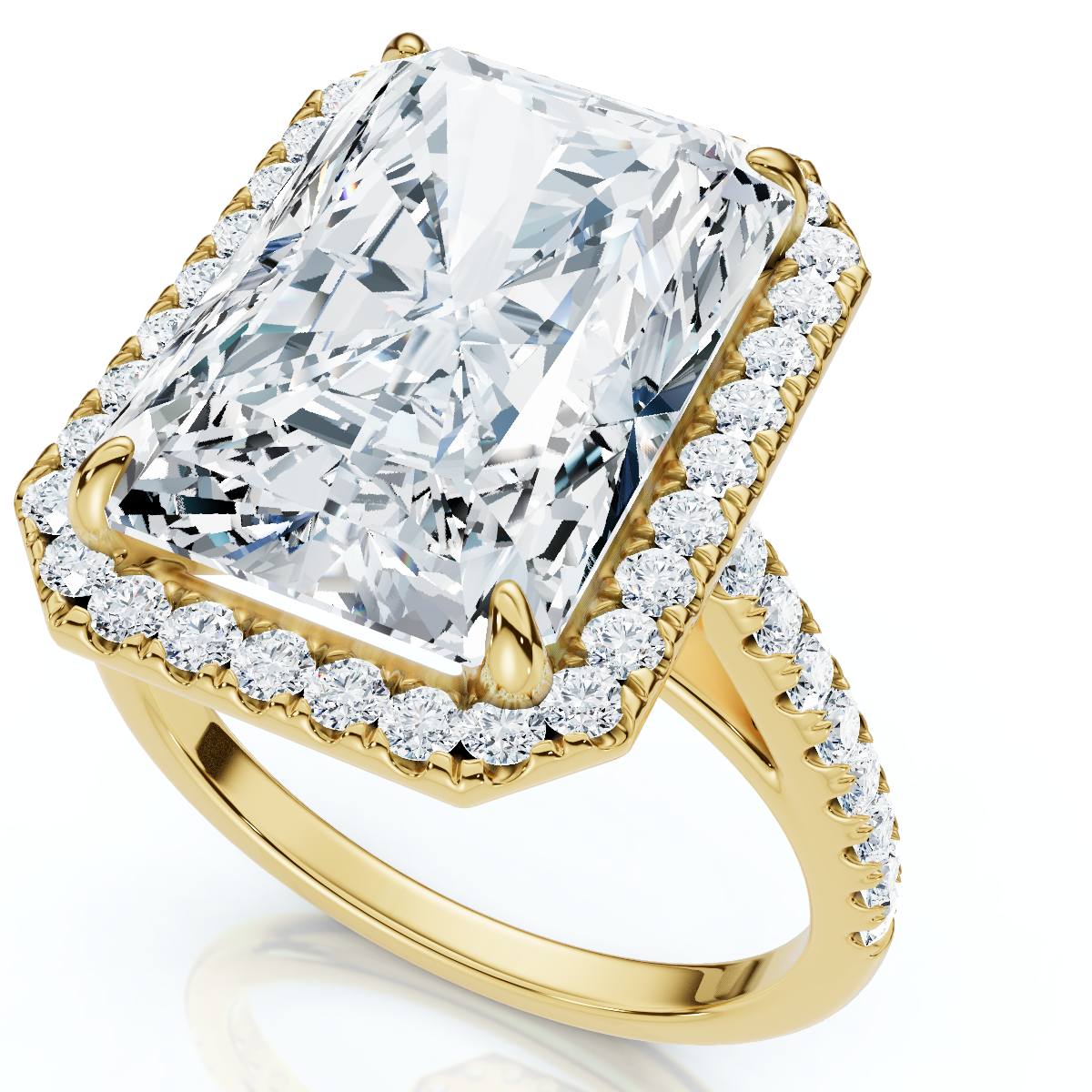 Certified 6 1/2Ct Radiant Cut Diamond Halo Engagement Ring 14k Gold or Platinum