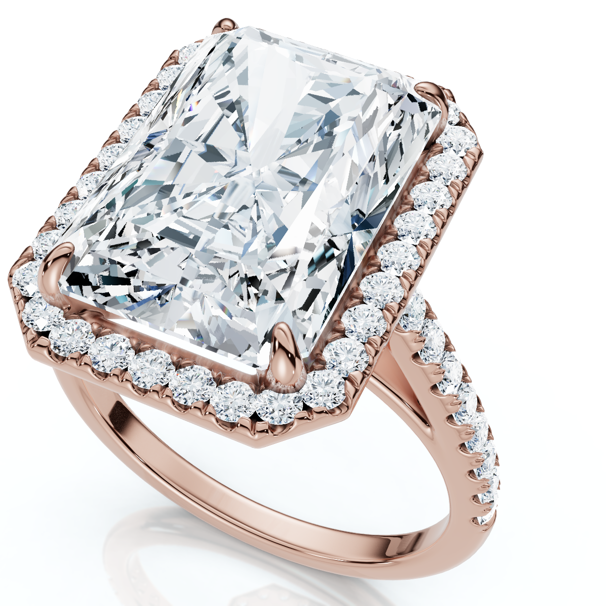 Certified 6 1/2Ct Radiant Cut Diamond Halo Engagement Ring 14k Gold or Platinum