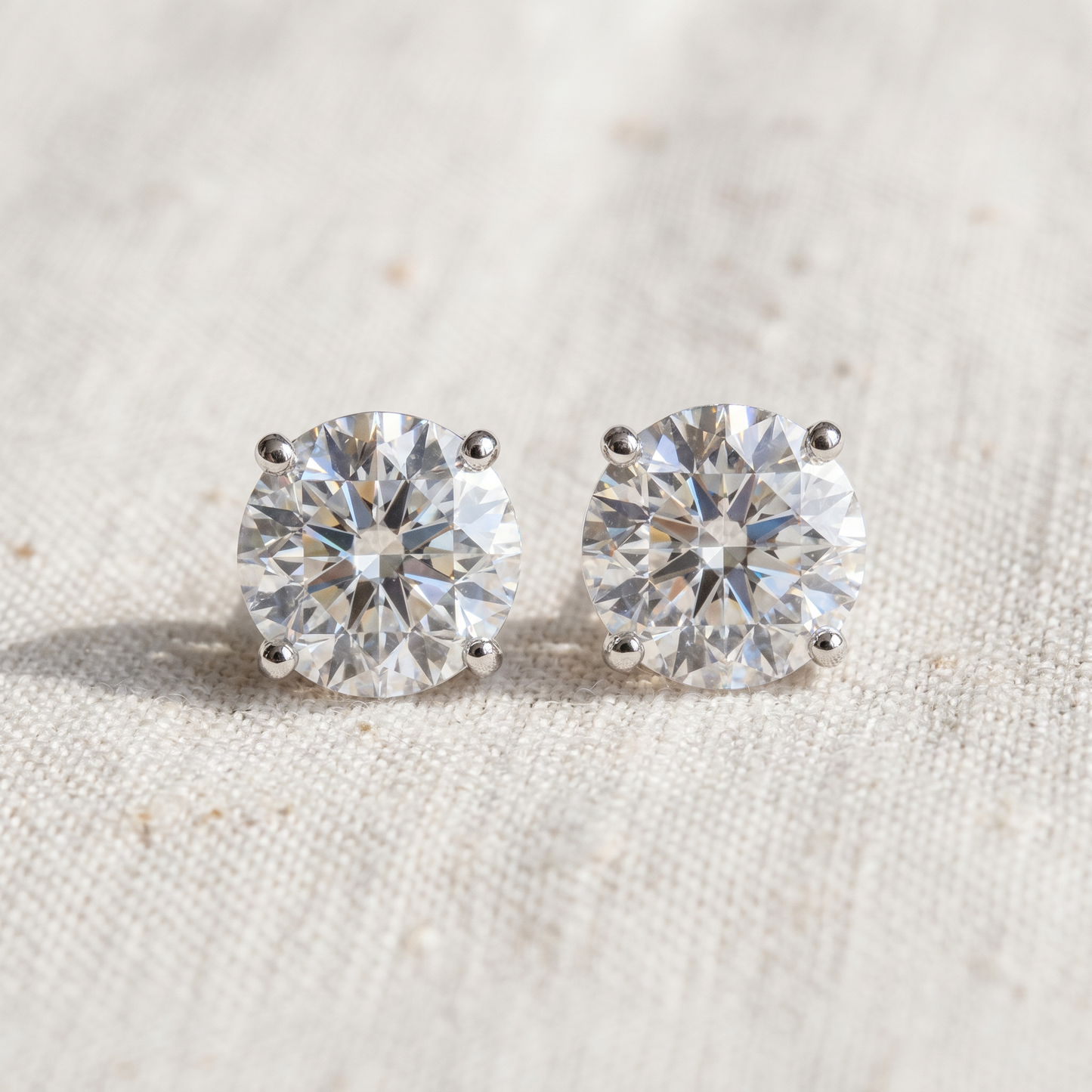 Round Four Prong Diamond Studs Lab Grown 14k Gold