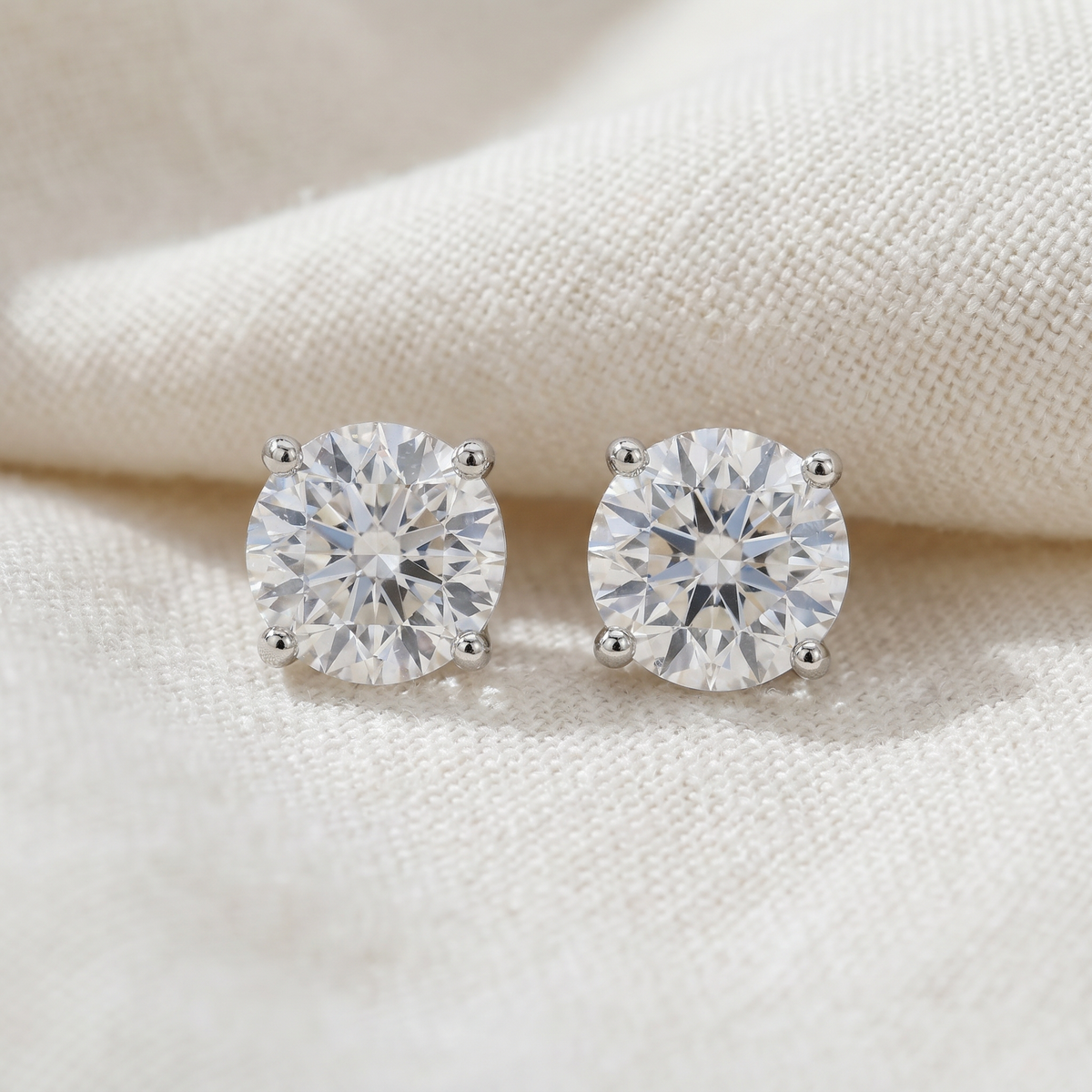 Round Four Prong Diamond Studs Lab Grown 14k Gold