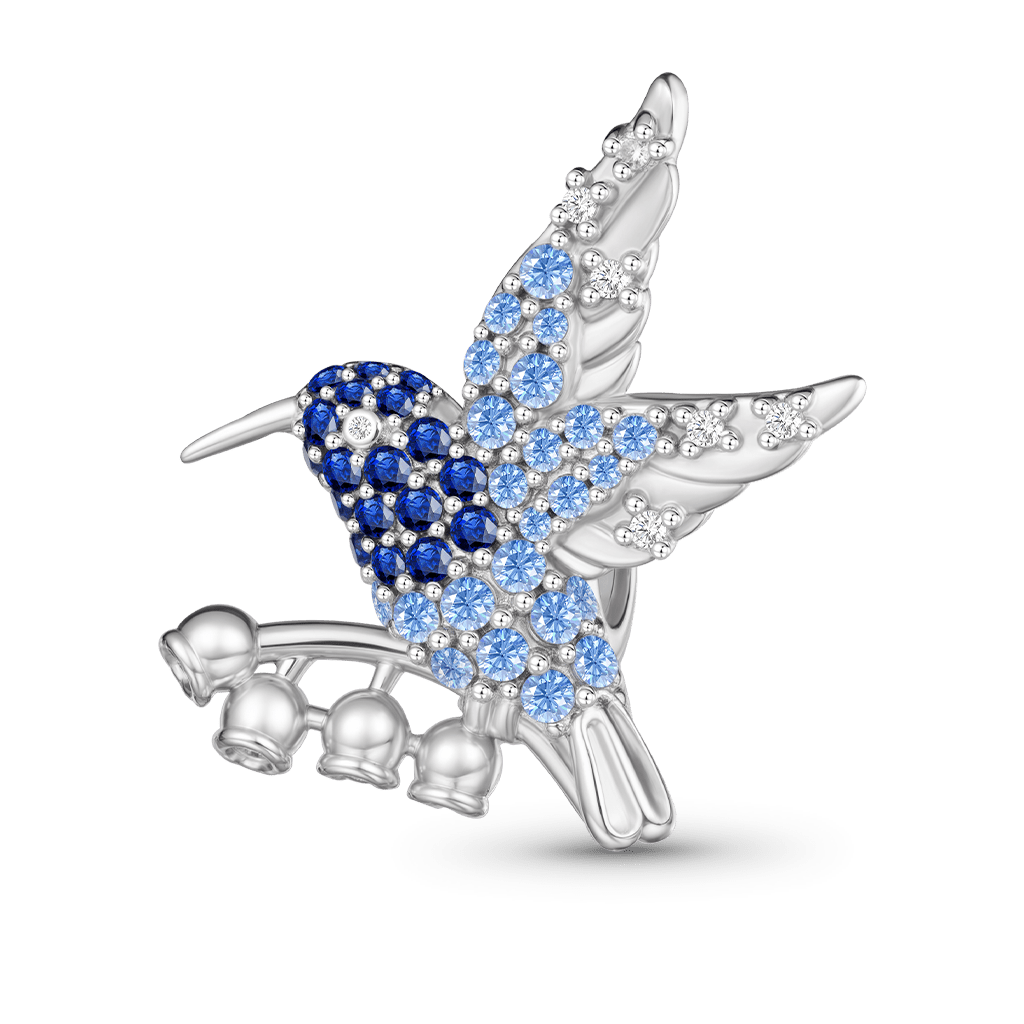 Gnoce  Hummingbird Charm Platinum-plated Silver Blend