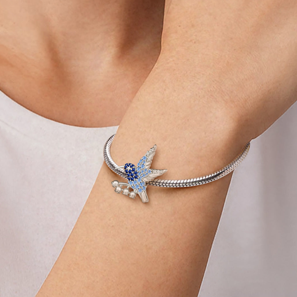Gnoce  Hummingbird Charm Platinum-plated Silver Blend