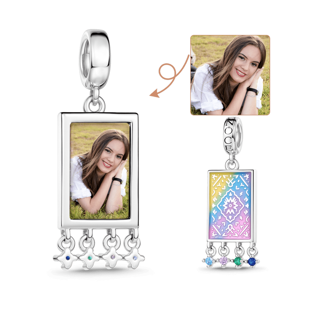 Gnoce  Persian Carpets Personalized Photo Charm Platinum-plated Silver Blend