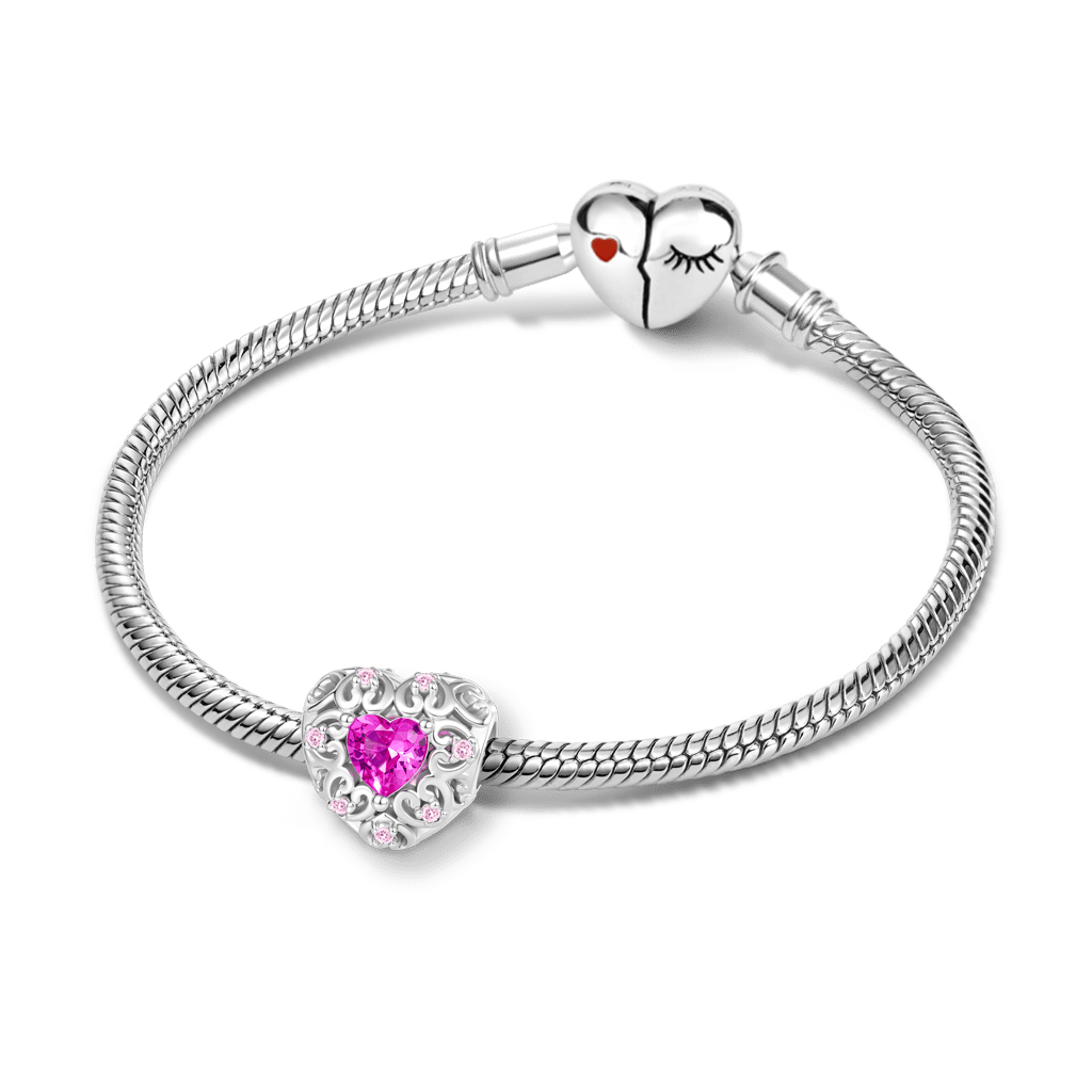 Gnoce  Hollow Love Heart Charm Platinum-plated Silver Blend