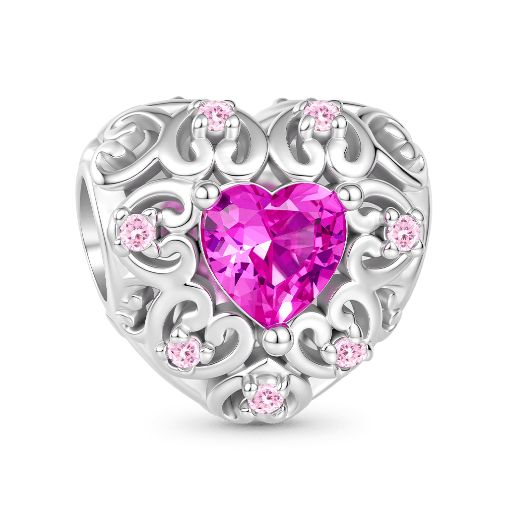 Gnoce  Hollow Love Heart Charm Platinum-plated Silver Blend