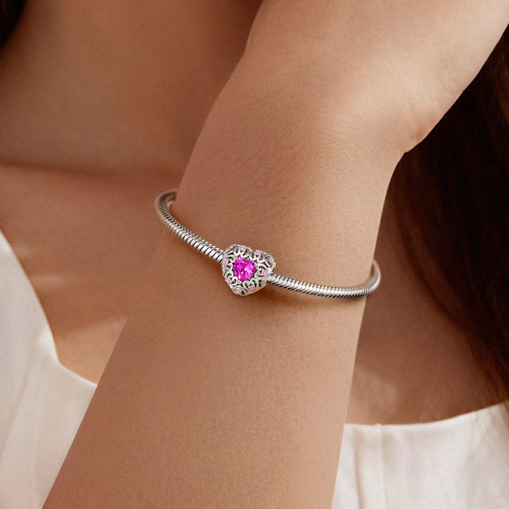 Gnoce  Hollow Love Heart Charm Platinum-plated Silver Blend