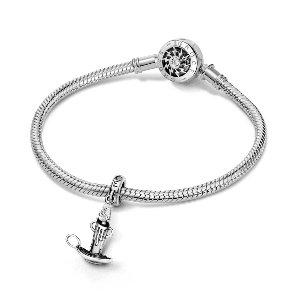 Gnoce  Candle Birthstone Charm Platinum-plated Silver Blend